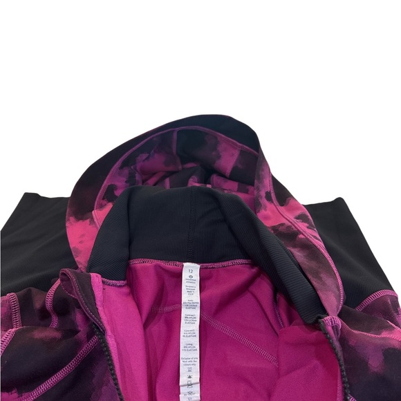 Lululemon Athletica Pink and Black Tie-Dye Hoodie Womens Size 12 full zip - Picture 6 of 6